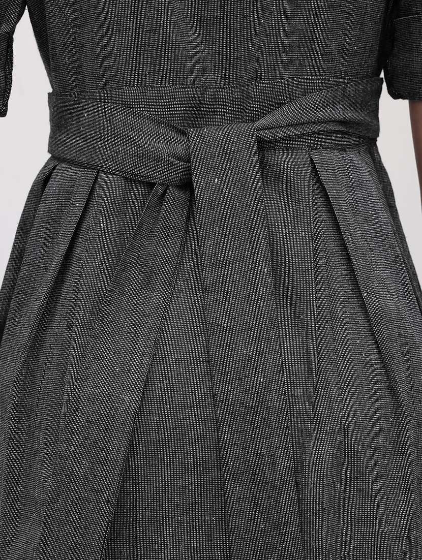 women solid three quarter sleeve dress - 22174087 -  Standard Image - 6