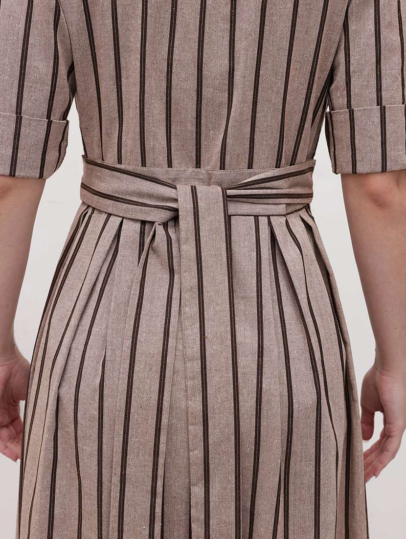 women striped three quarter sleeve dress - 22174088 -  Standard Image - 6