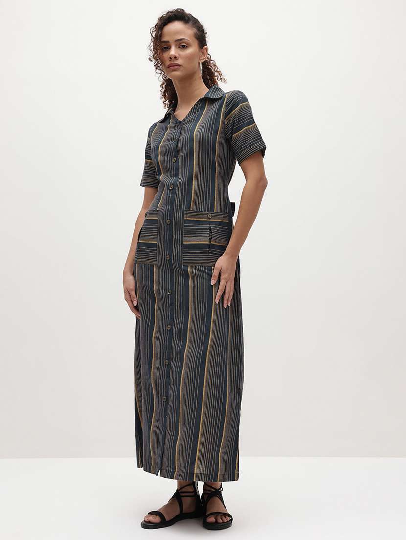 navy blue cotton shirt dress - 22174090 -  Standard Image - 1