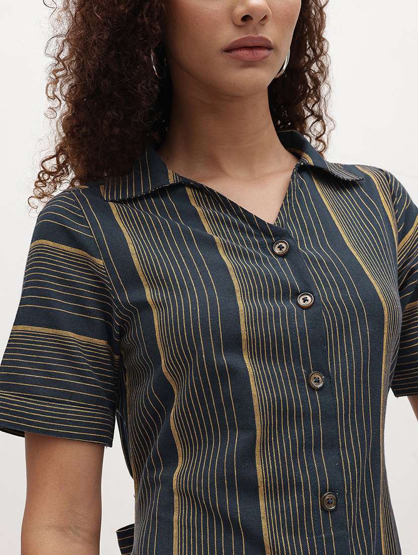 navy blue cotton shirt dress - 22174090 -  Standard Image - 4