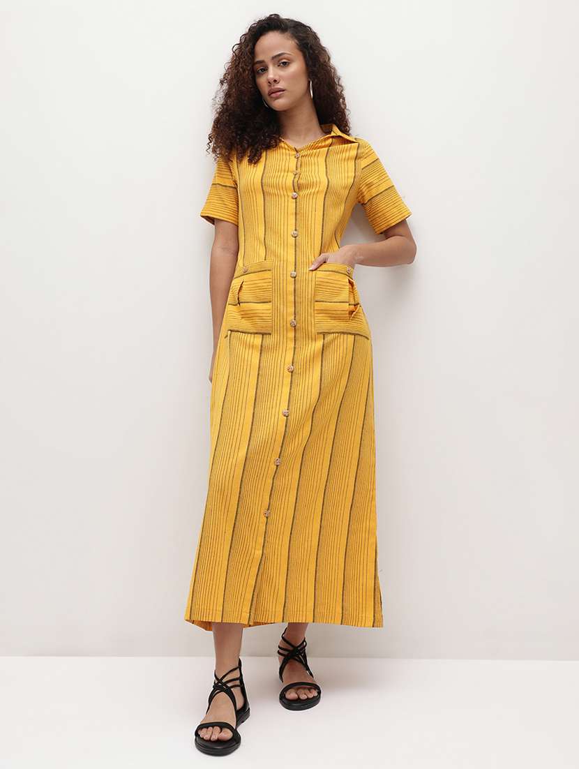 mustard cotton shirt dress - 22174091 -  Standard Image - 1