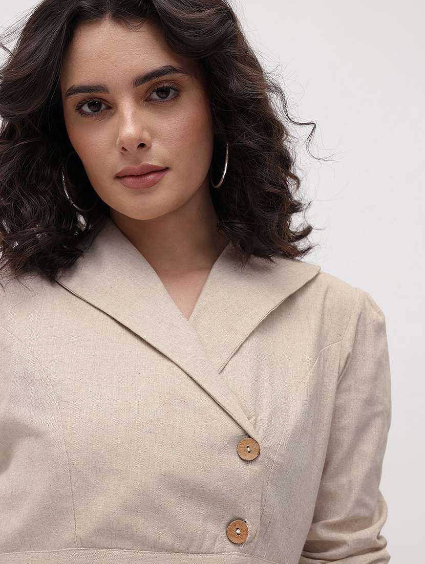 women solid three quarter sleeve dress - 22174092 -  Standard Image - 4