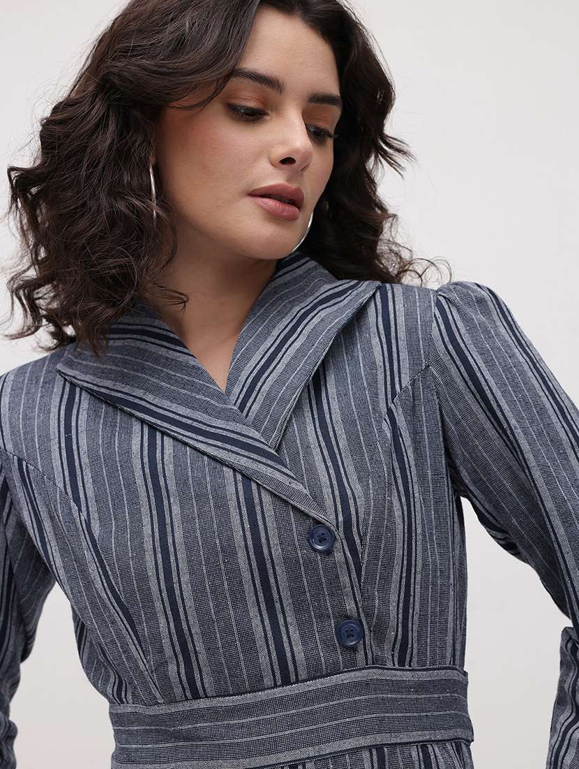 women striped three quarter sleeve dress - 22174093 -  Standard Image - 4