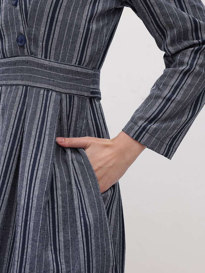 women striped three quarter sleeve dress - 22174093 -  Standard Image - 6