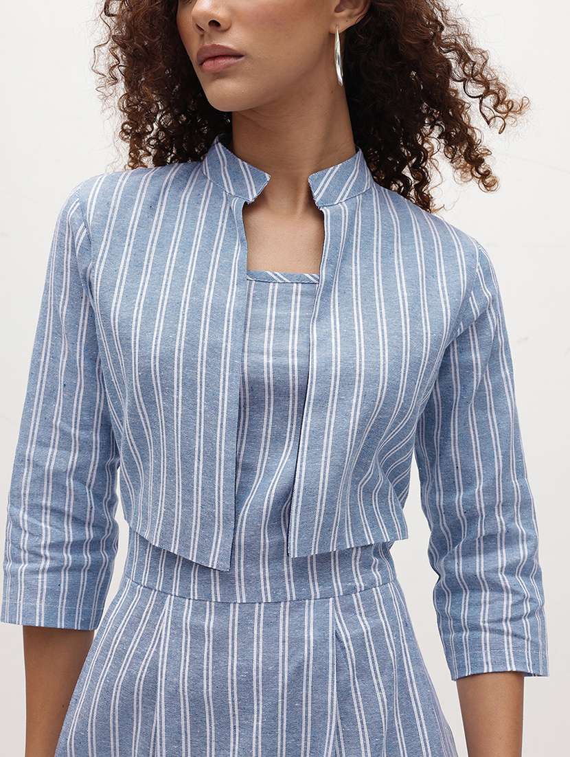 women striped three quarter sleeve dress - 22174094 -  Standard Image - 4