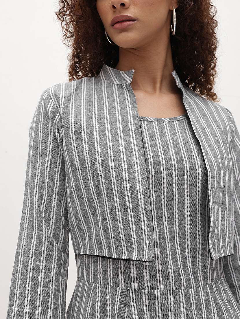 women striped three quarter sleeve dress - 22174095 -  Standard Image - 4