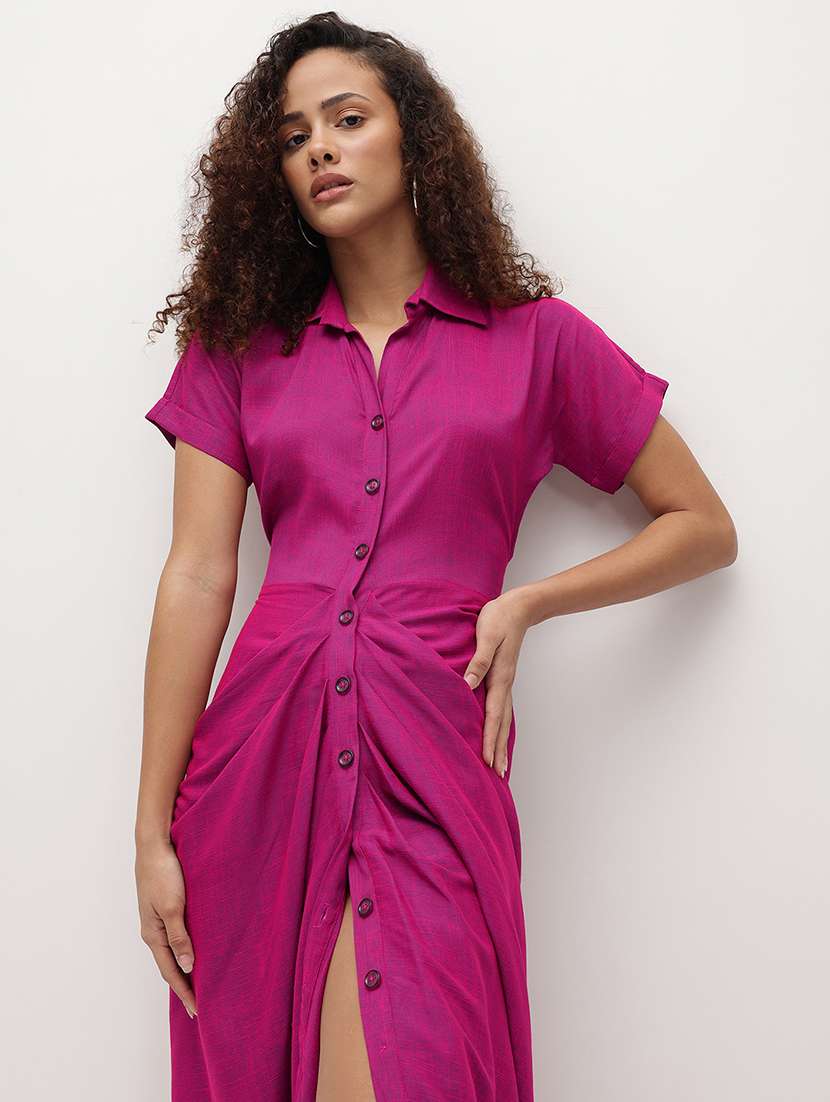 pink rayon shirt dress - 22174100 -  Standard Image - 4