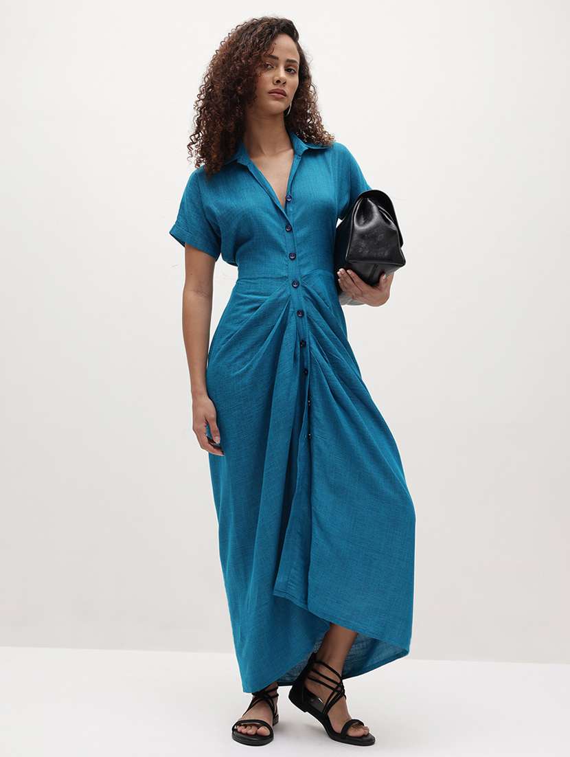 blue rayon shirt dress - 22174101 -  Standard Image - 1