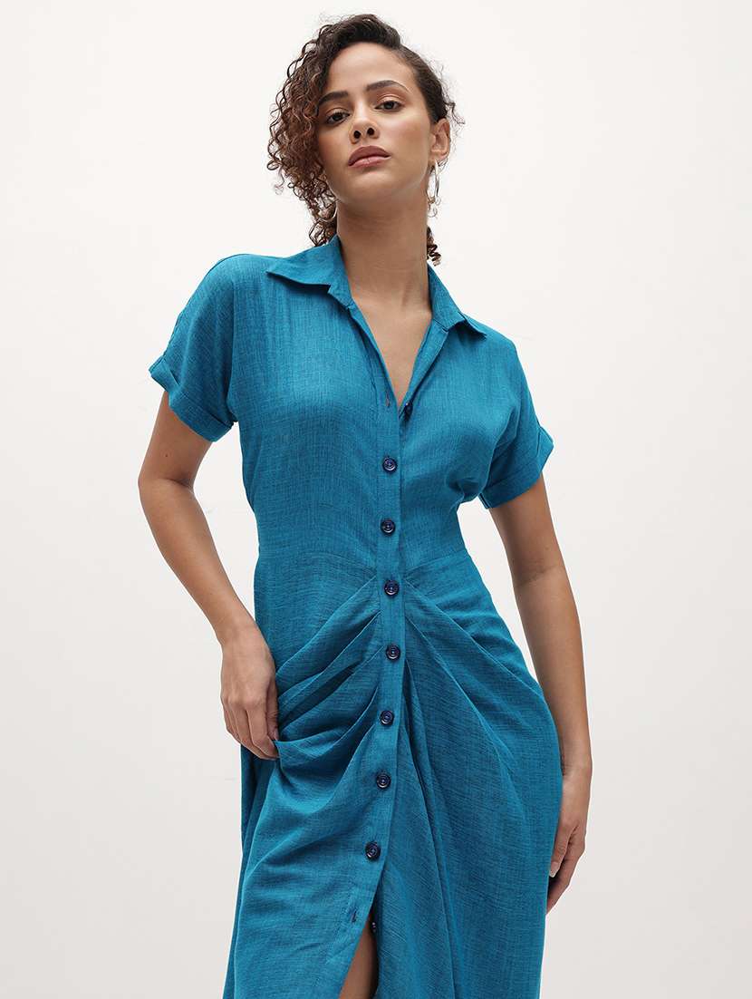 blue rayon shirt dress - 22174101 -  Standard Image - 4