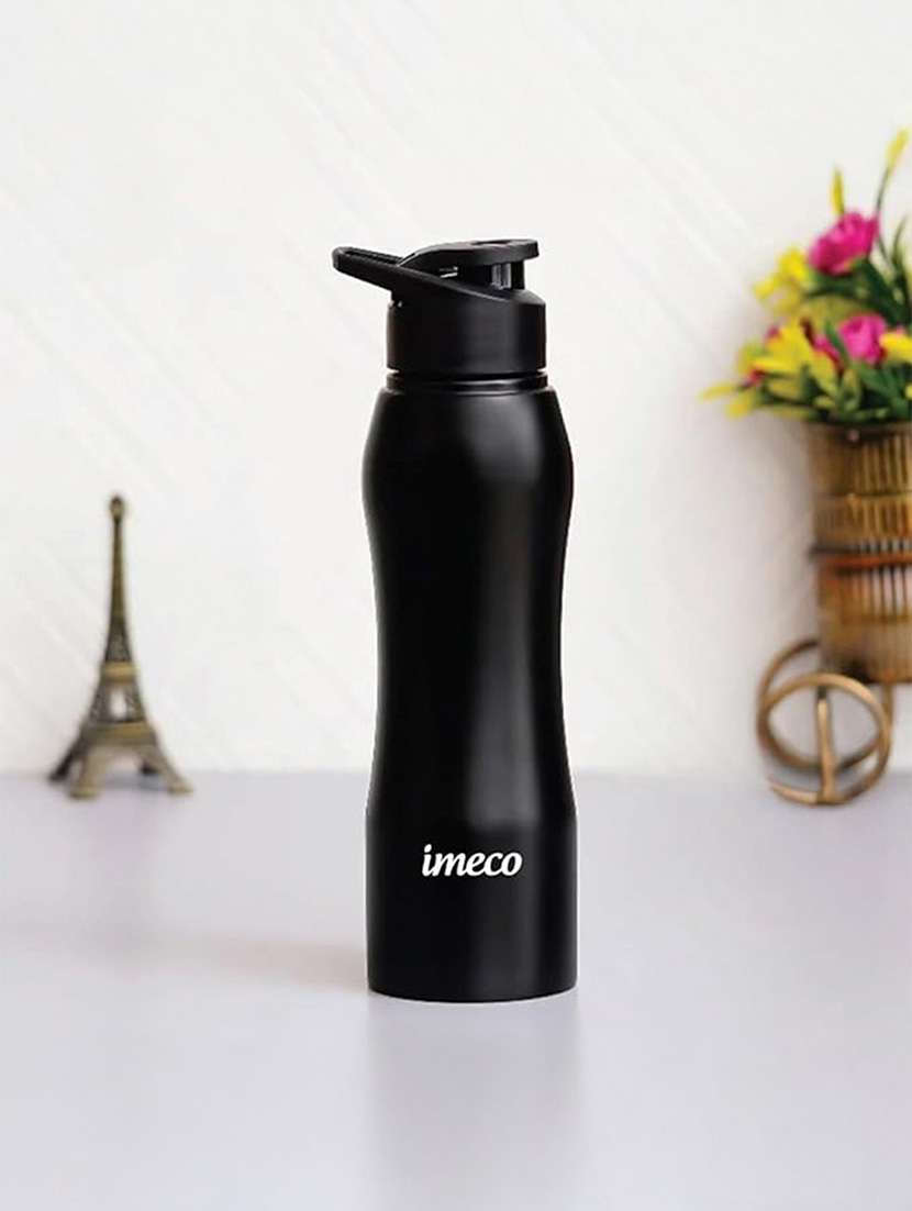 imeco eco-curve stainless steel sipper bottle 1 litre - black