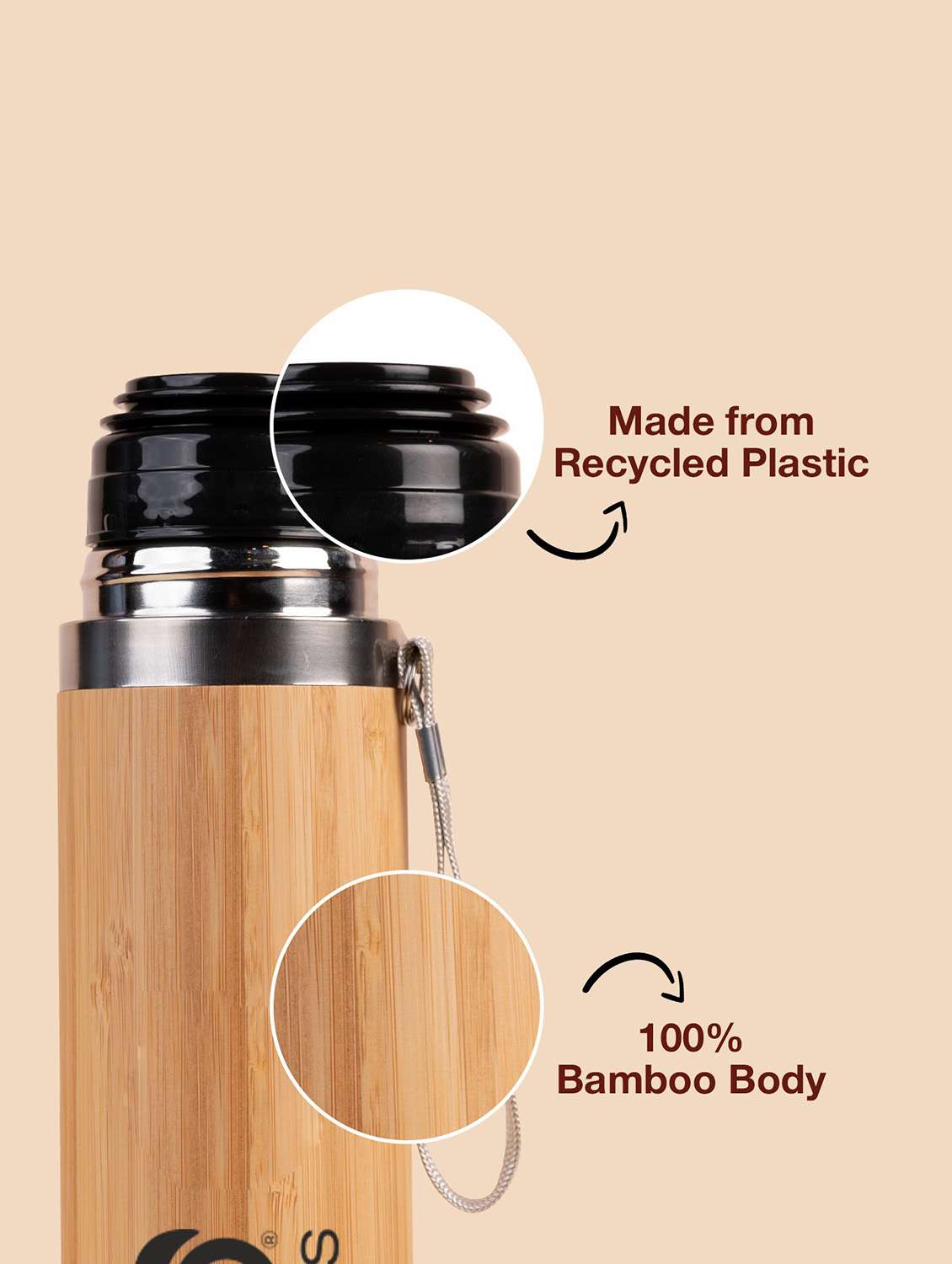 imeco bamboo thermos insulated vacuum flask upto 24 hrs hot & cold 450 ml - 22174116 -  Standard Image - 4