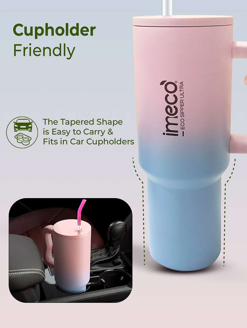 imeco eco sipper ultra stainless steel tumbler with straw & straw cleaner 1.2 litre - white - 22174129 -  Standard Image - 1