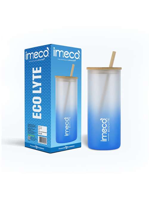 imeco eco lyte borosilicate glass sipper with bamboo lid & reusable straw 600 ml - pink - 22174138 -  Standard Image - 0