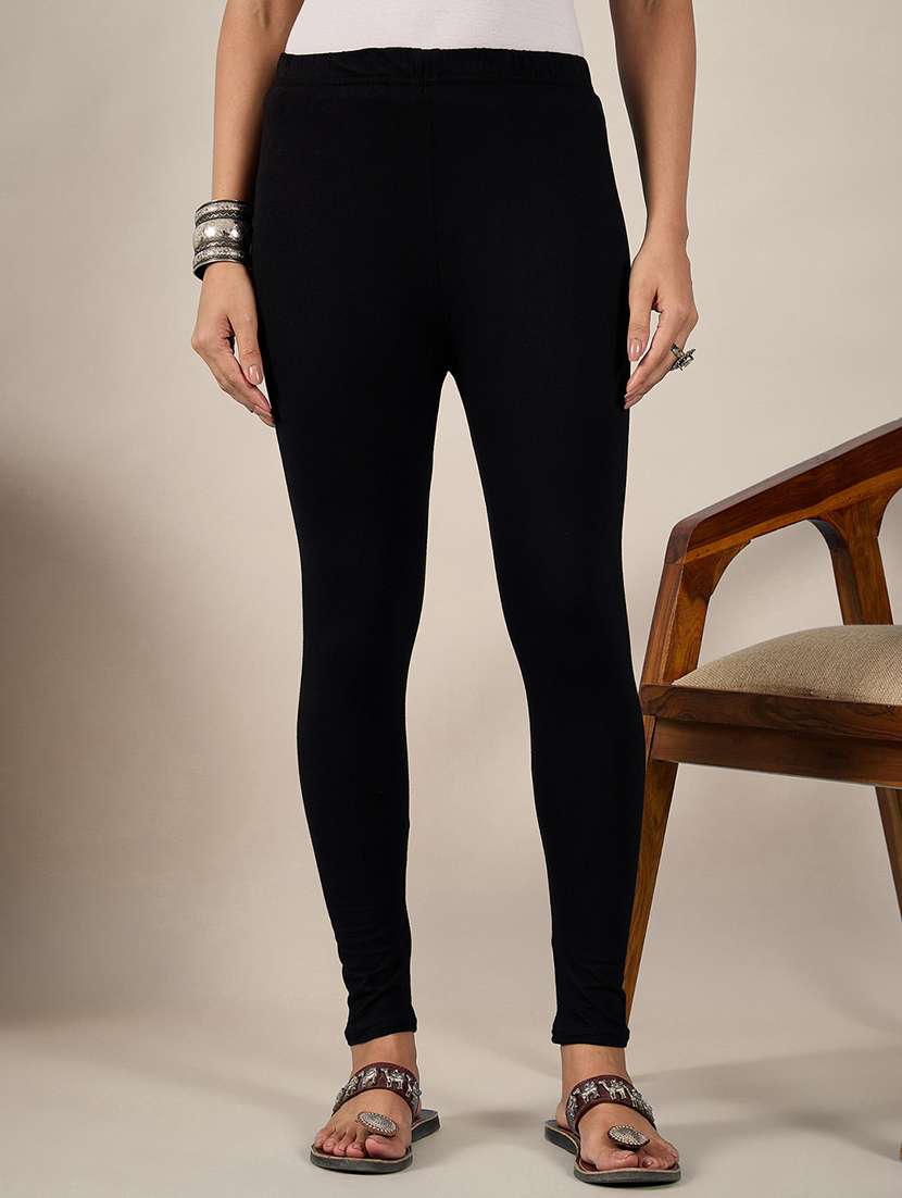 women solid mid rise legging