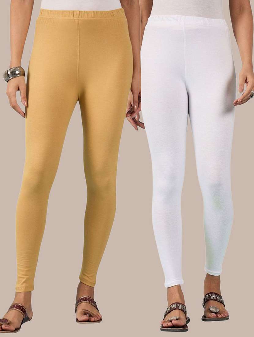 women solid mid rise ankle length legging