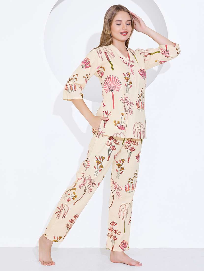 women printed nightwear pyjama set - 22174463 -  Standard Image - 1
