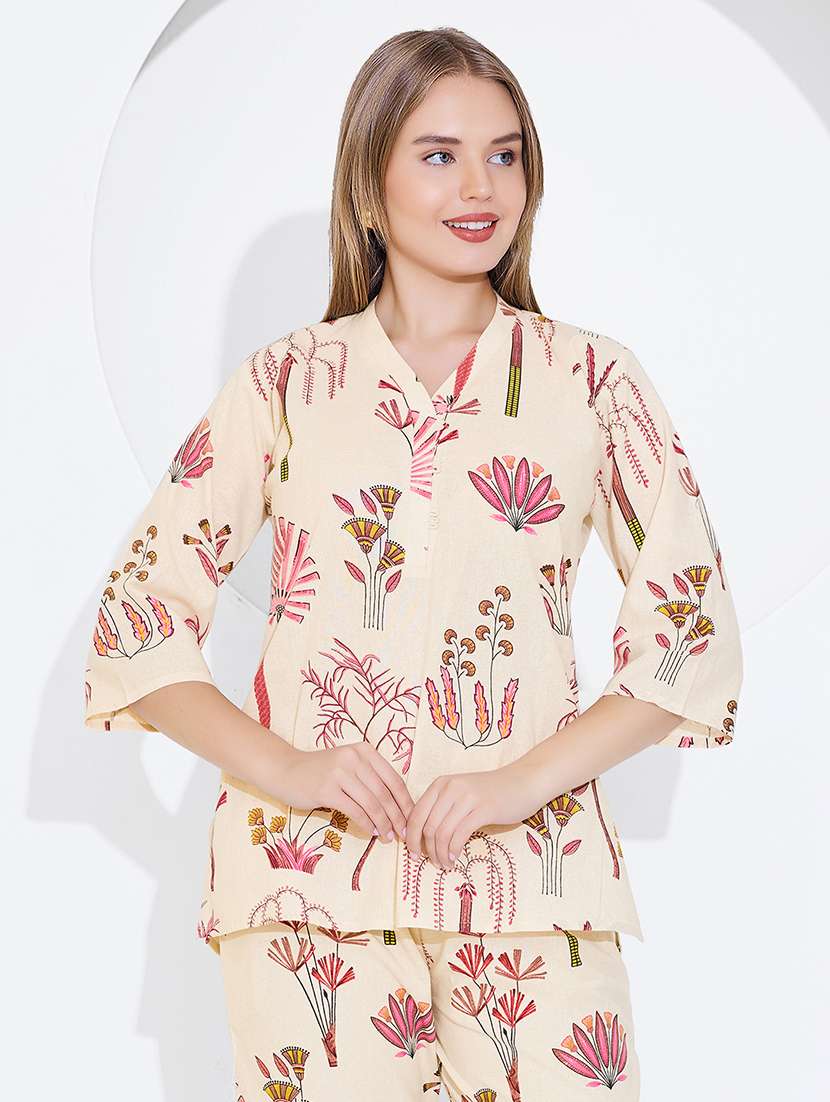 women printed nightwear pyjama set - 22174463 -  Standard Image - 4