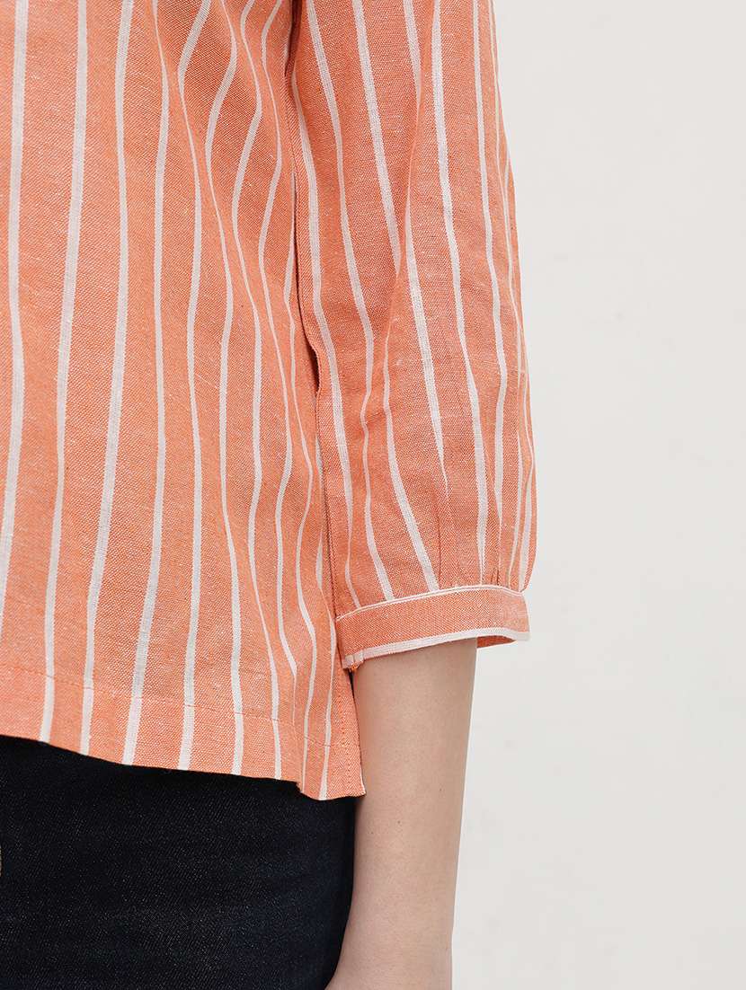 women striped puff sleeve regular top - 22174705 -  Standard Image - 6