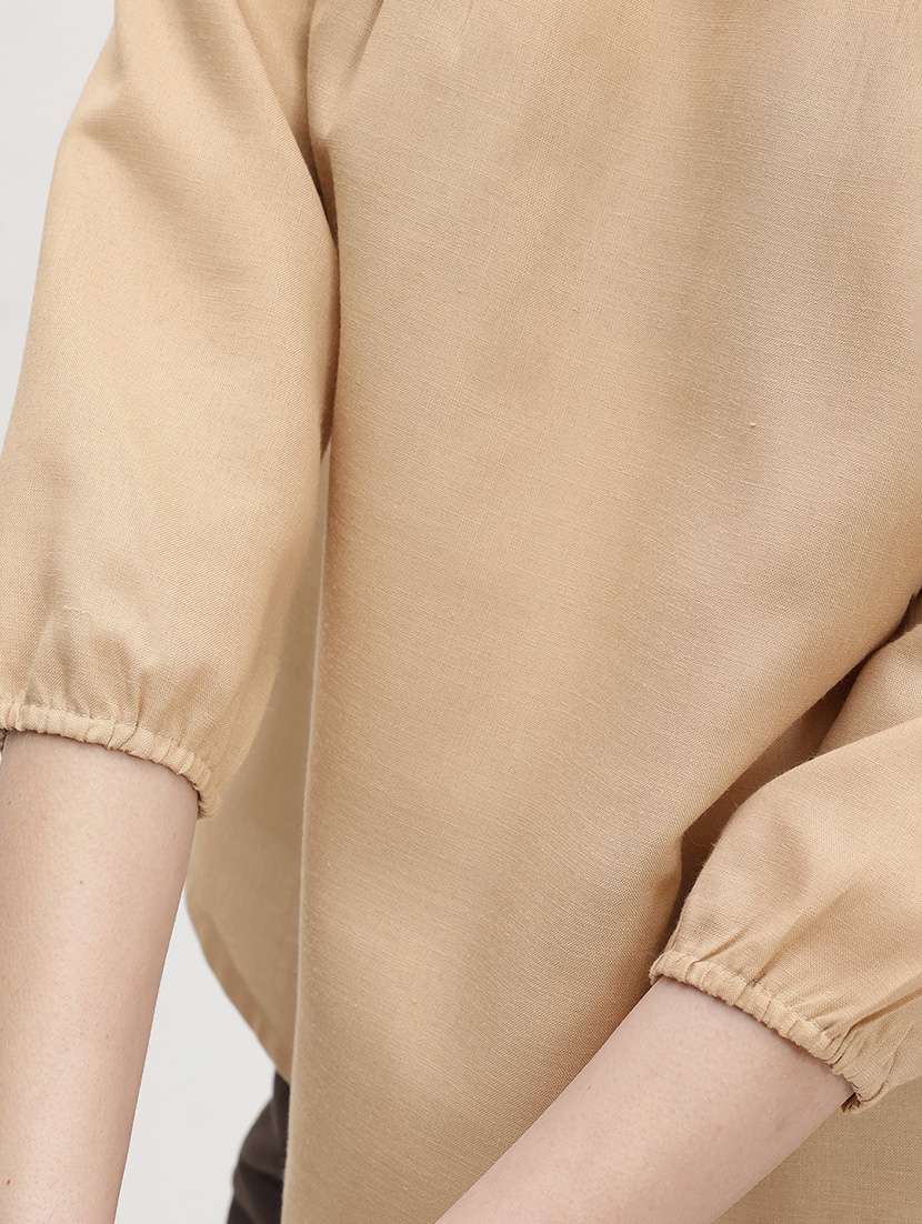 women solid three quarter sleeve regular top - 22174706 -  Standard Image - 6