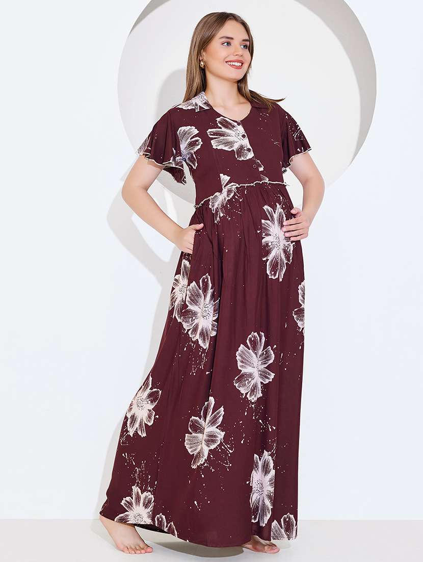 women printed short sleeve maternity wear dress - 22174733 -  Standard Image - 1