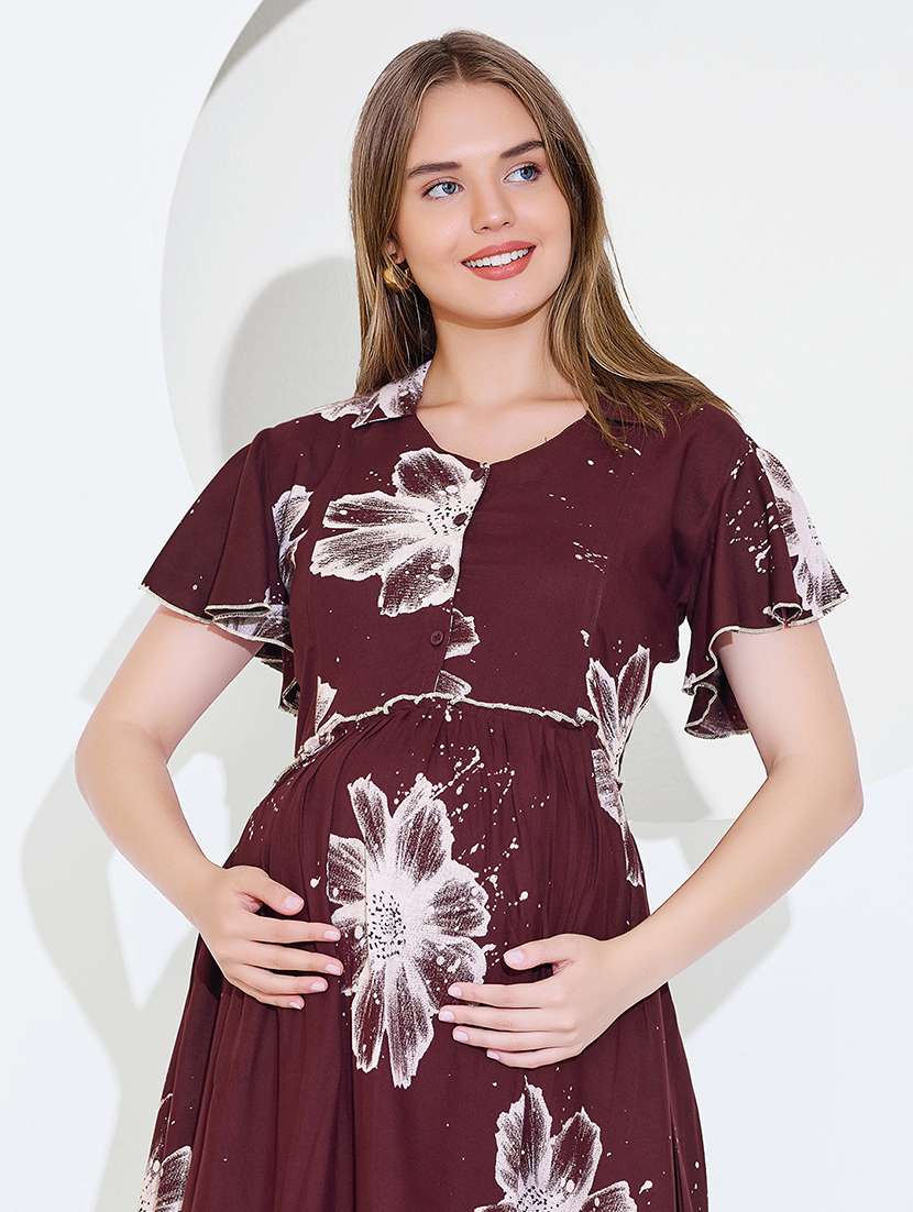 women printed short sleeve maternity wear dress - 22174733 -  Standard Image - 4