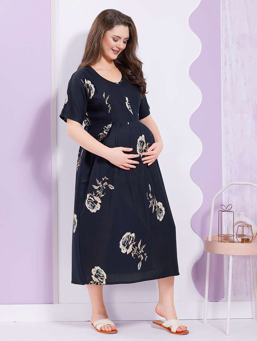 women printed short sleeve maternity wear dress - 22174734 -  Standard Image - 1