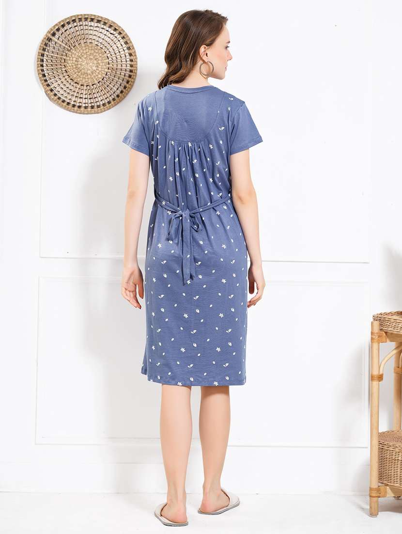 women printed short sleeve maternity wear nighty - 22174735 -  Standard Image - 4