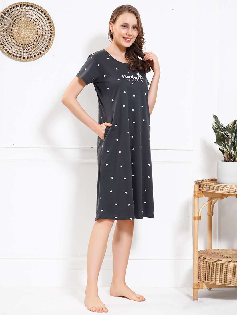 women printed round neck sleepshirt - 22174736 -  Standard Image - 1