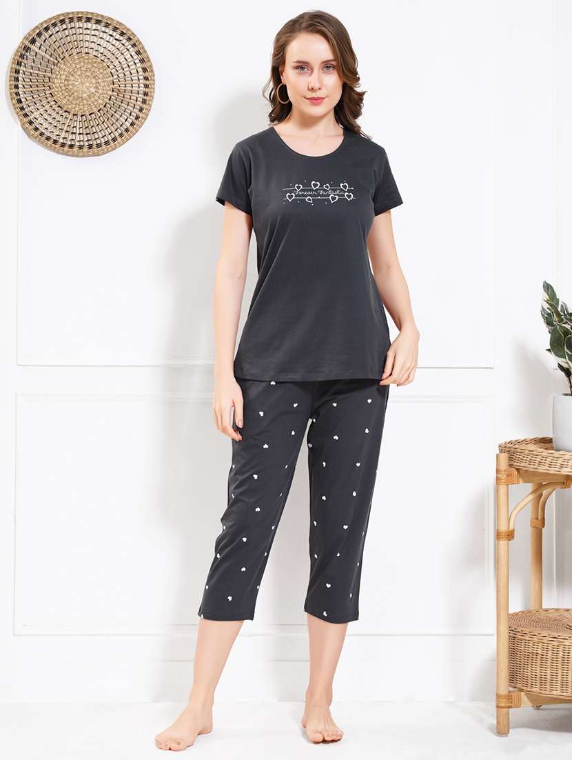 women printed nightwear capri set - 22174739 -  Standard Image - 1