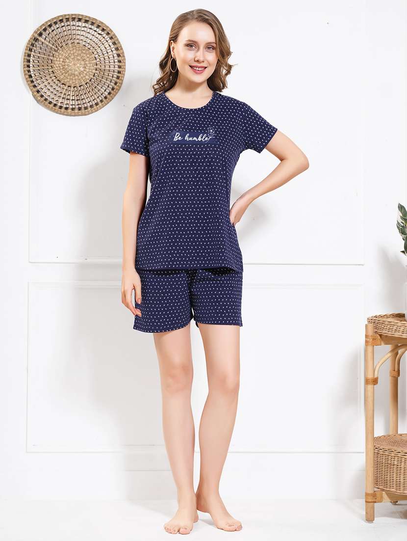 women printed nightwear shorts set - 22174745 -  Standard Image - 1