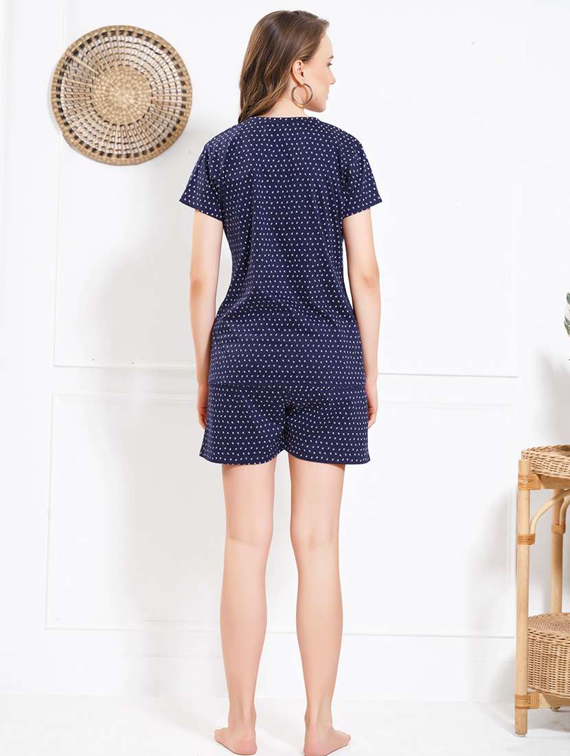 women printed nightwear shorts set - 22174745 -  Standard Image - 4