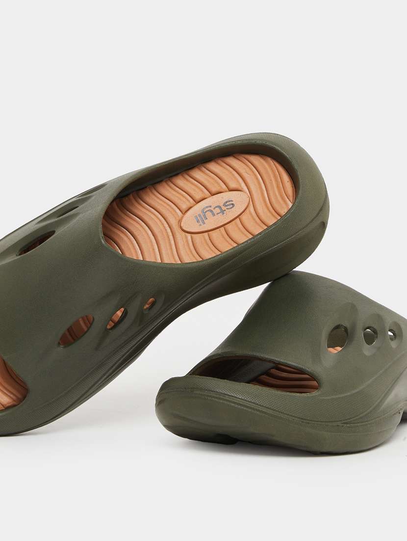 men black solid slip on slider - 22174754 -  Standard Image - 4