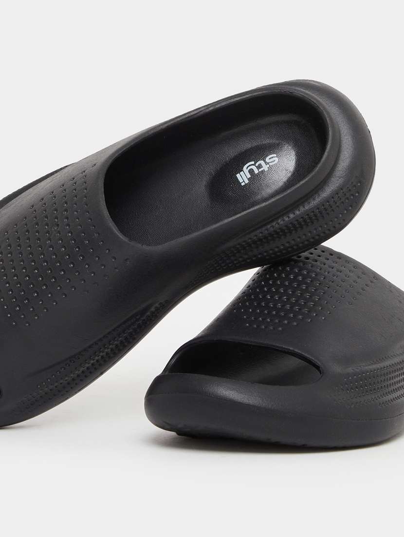 men black solid slip on slider - 22174755 -  Standard Image - 4