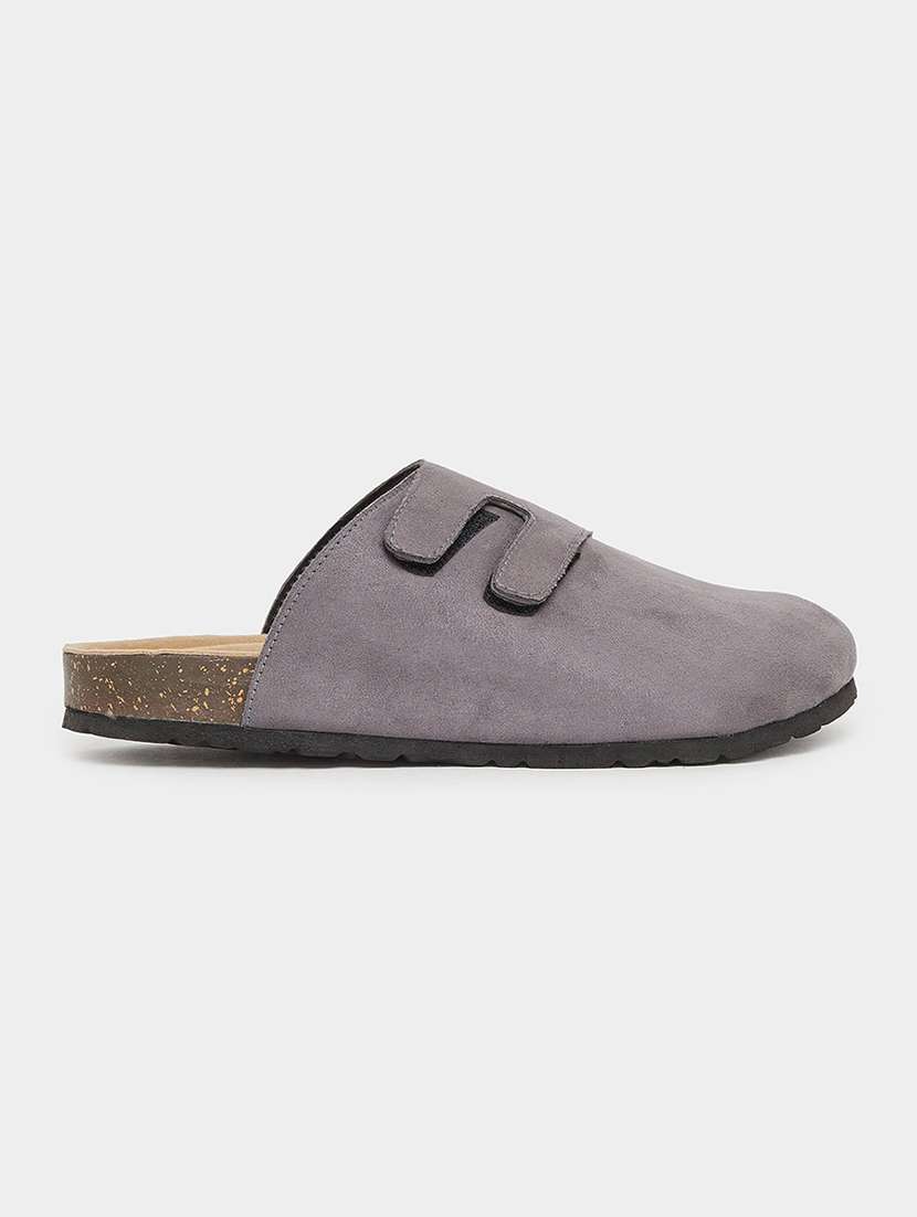 men grey solid slip on mule - 22174765 -  Standard Image - 1