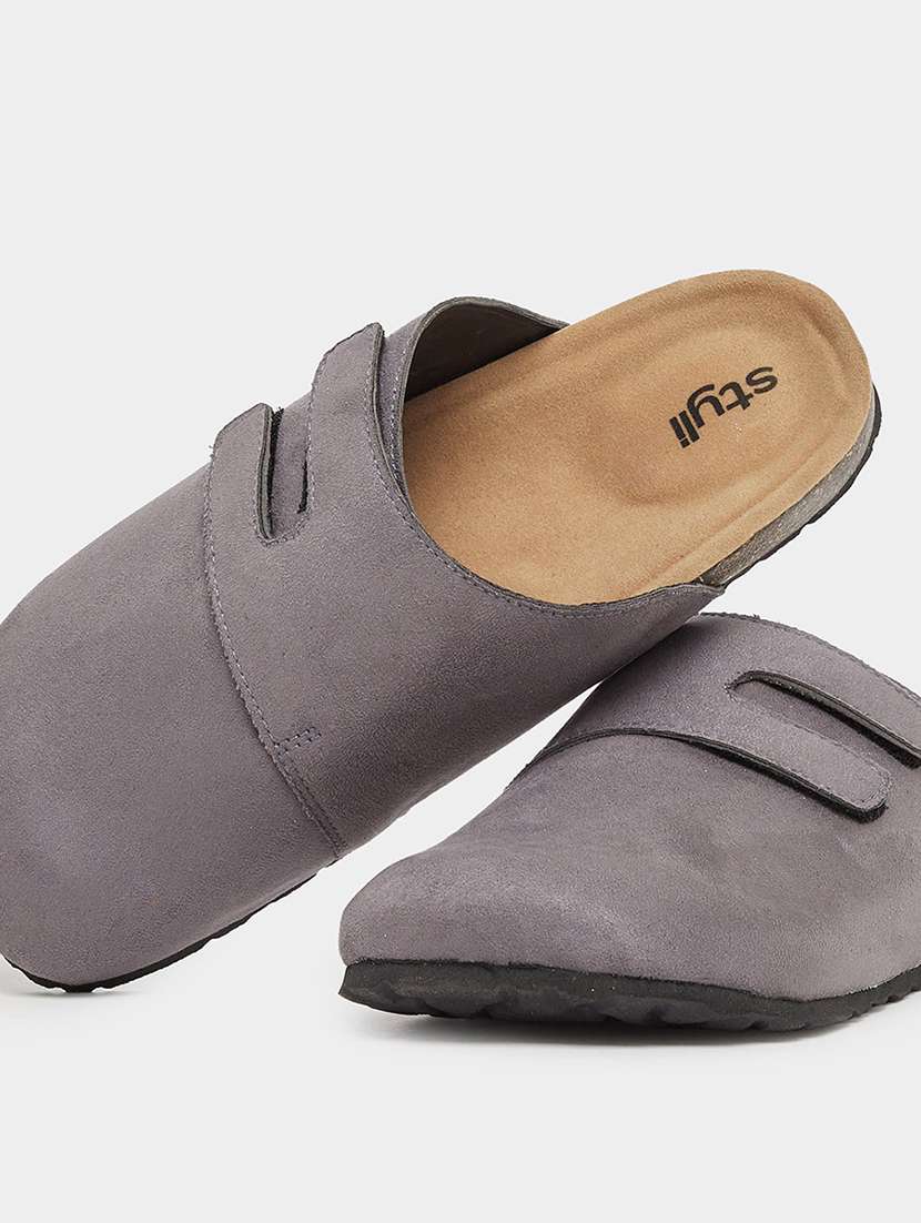 men grey solid slip on mule - 22174765 -  Standard Image - 4