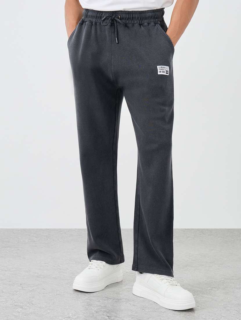 men solid mid rise full length track pant - 22174776 -  Standard Image - 1