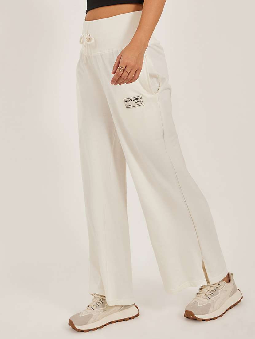 women solid high rise track pant - 22174787 -  Standard Image - 1