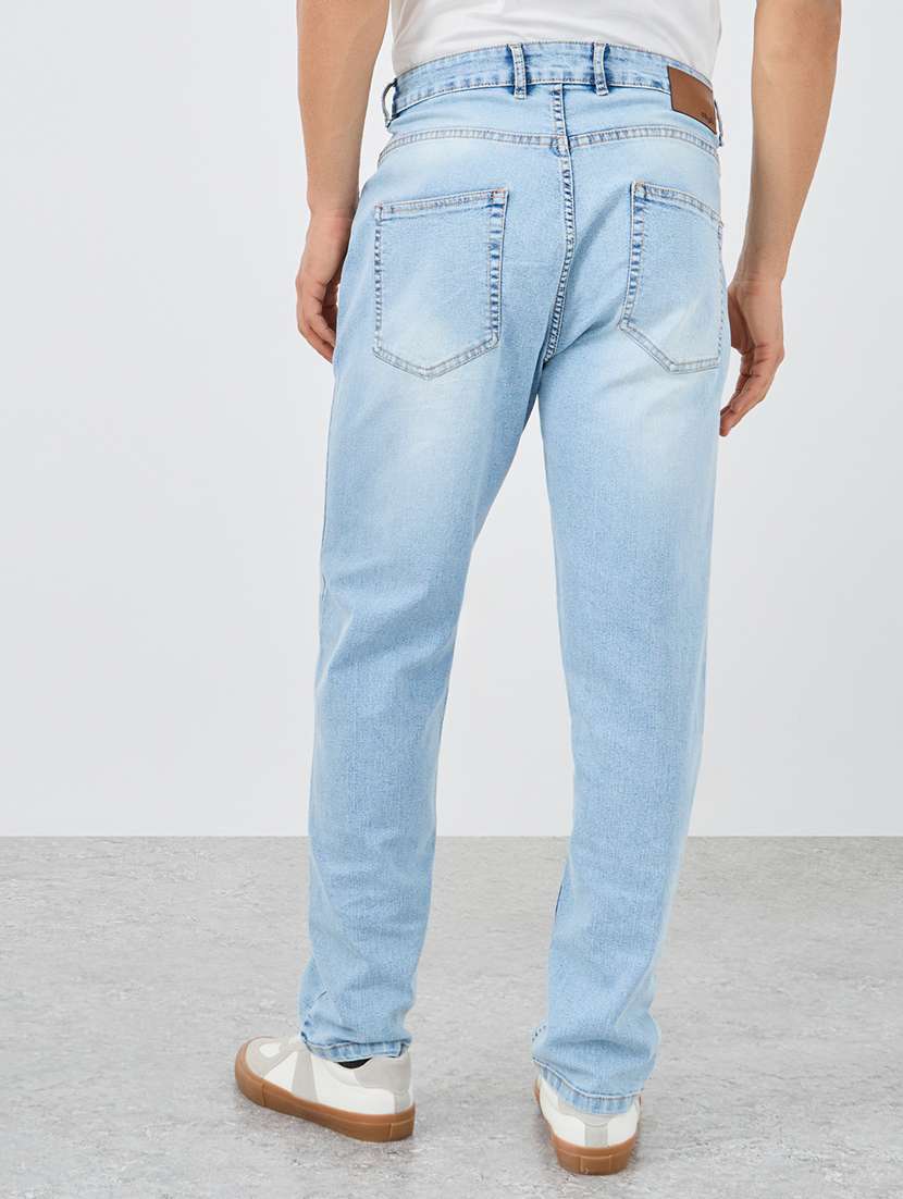 men washed mid rise relaxed fit jeans - 22174789 -  Standard Image - 1