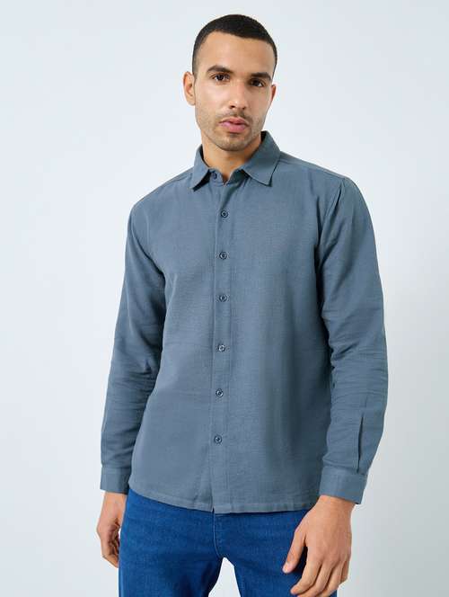 men solid collared long sleeve shirt - 22174797 -  Standard Image - 0