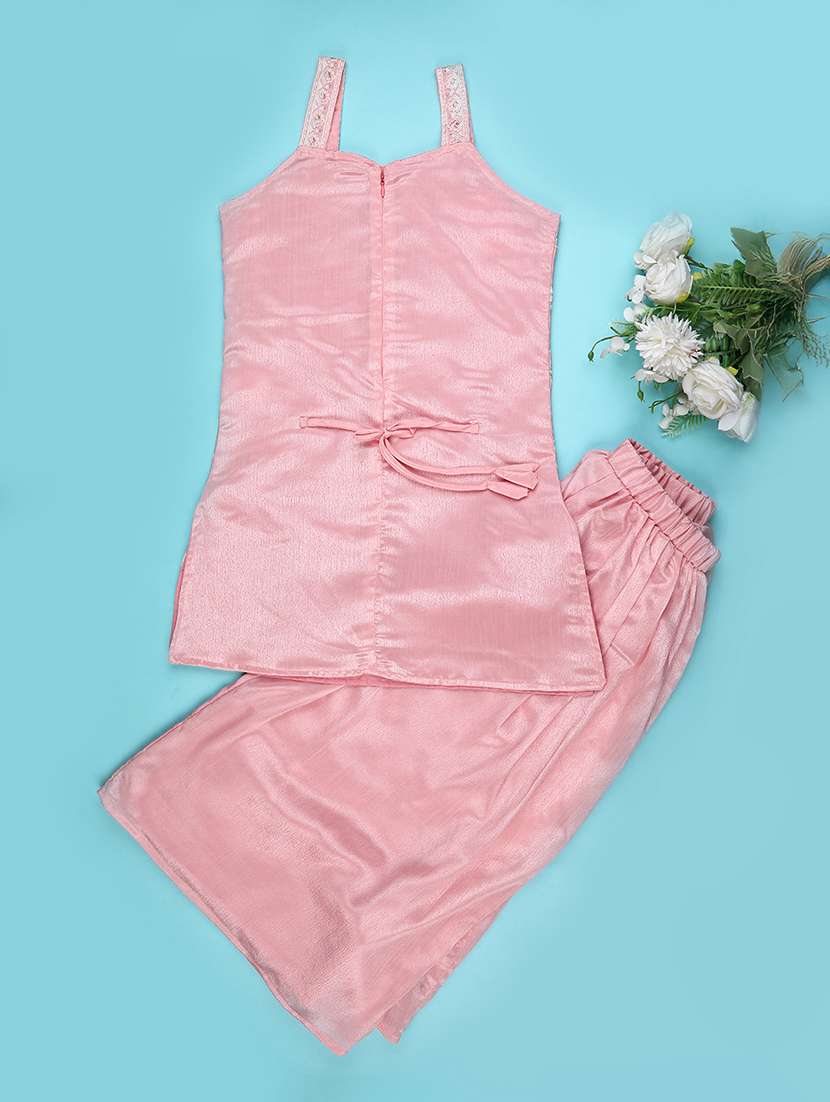 girls solid with work sleeveless suit set - 22174800 -  Standard Image - 1