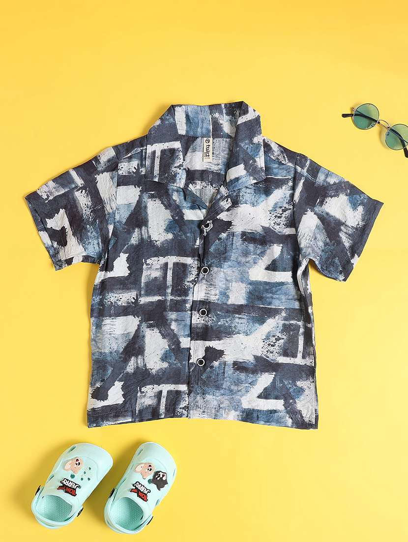 boys printed collared short sleeve shirt - 22174804 -  Standard Image - 1