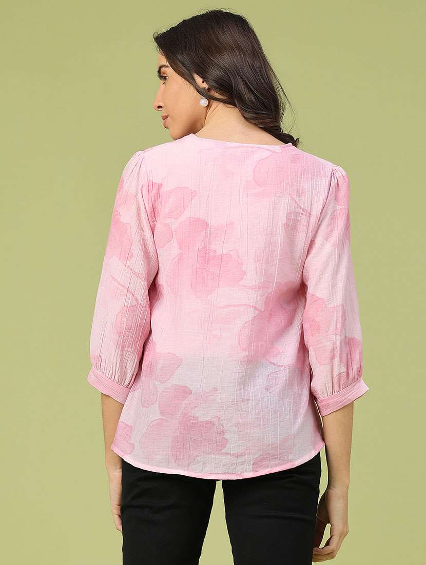 women floral print three quarter sleeve top - 22174834 -  Standard Image - 4