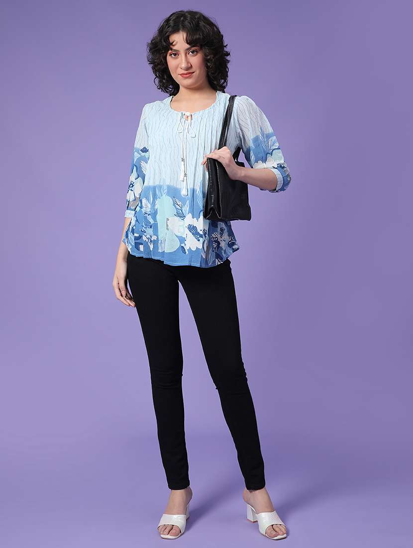 women blue poly cotton regular top - 22174841 -  Standard Image - 4