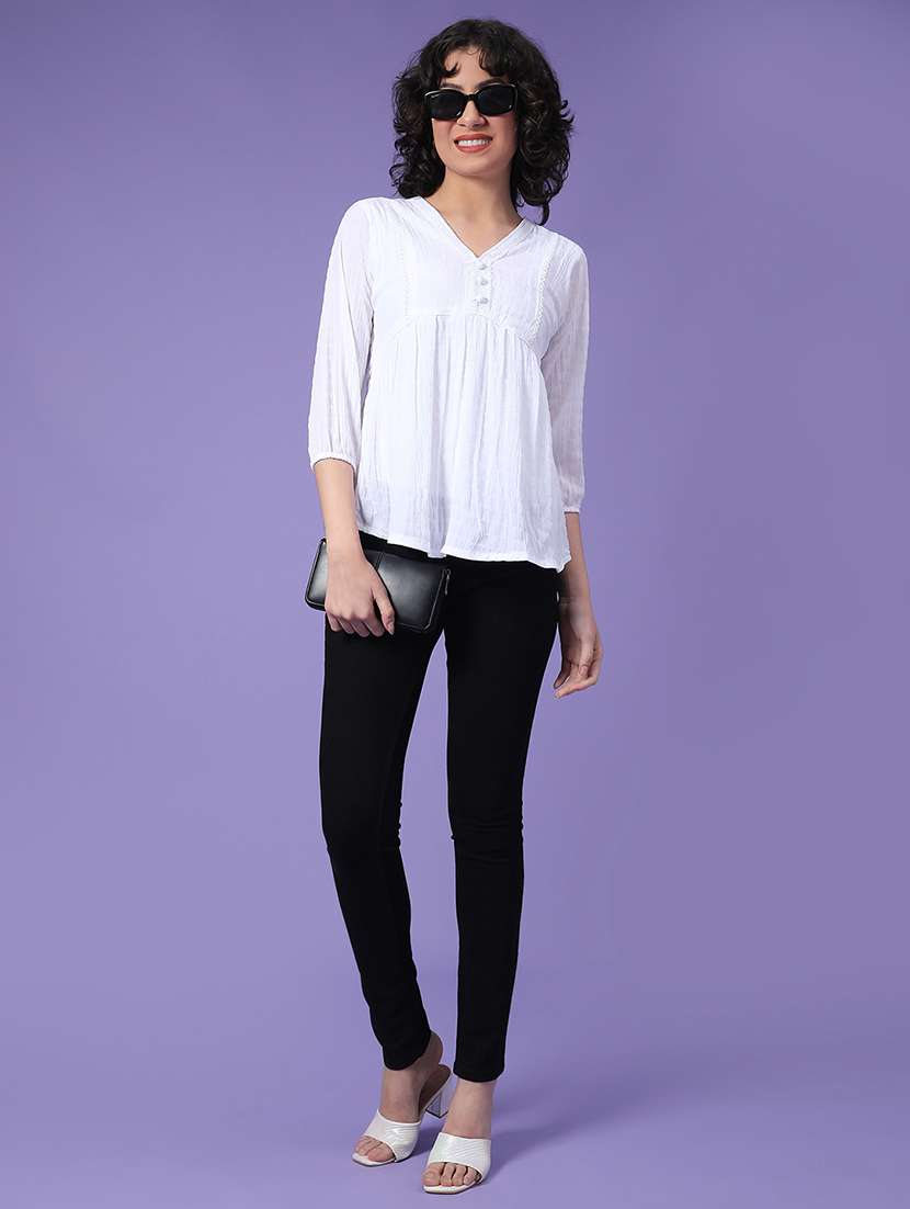 women white poly cotton regular top - 22174843 -  Standard Image - 4