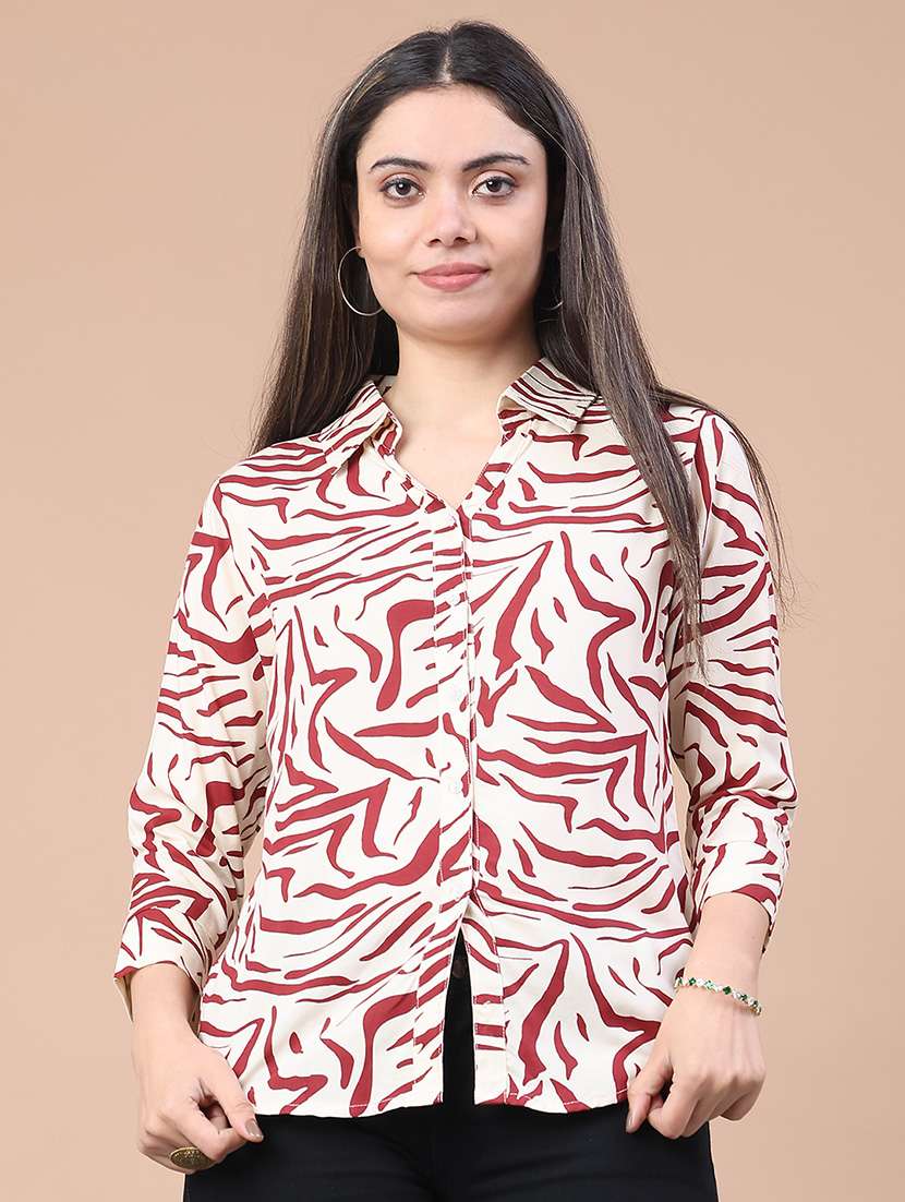 women printed collared regular fit shirt - 22174901 -  Standard Image - 1