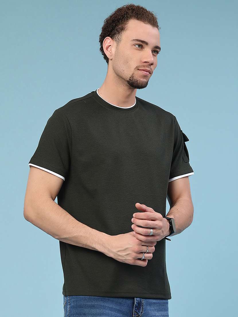 men black cotton blend plain t-shirt - 22175024 -  Standard Image - 1