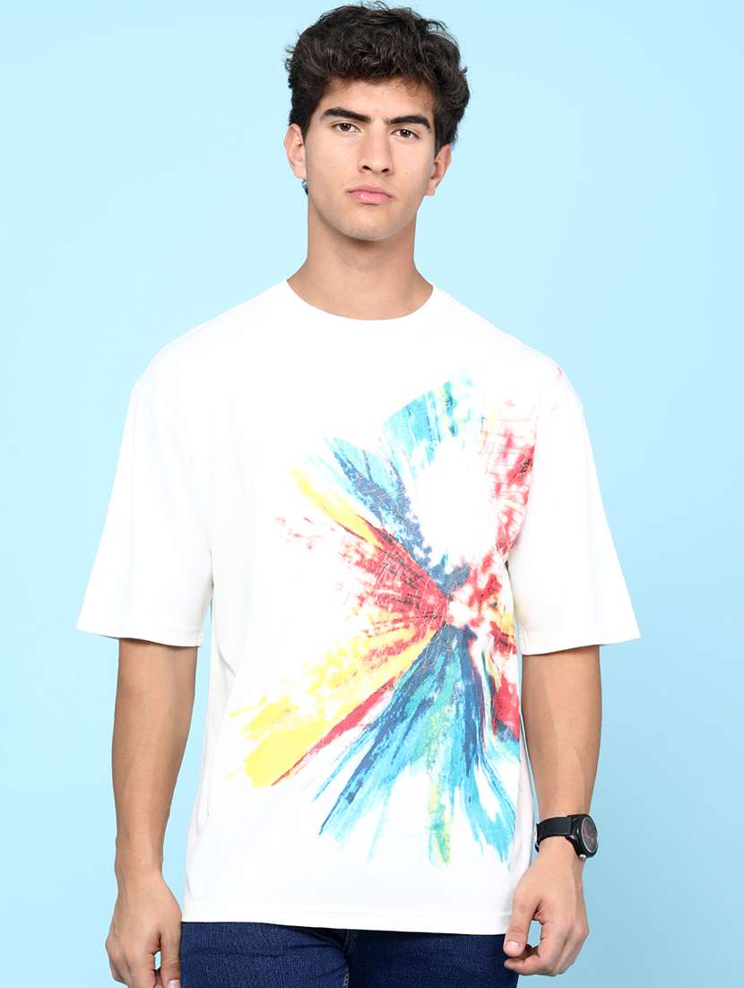 men printed short sleeves oversized t-shirt