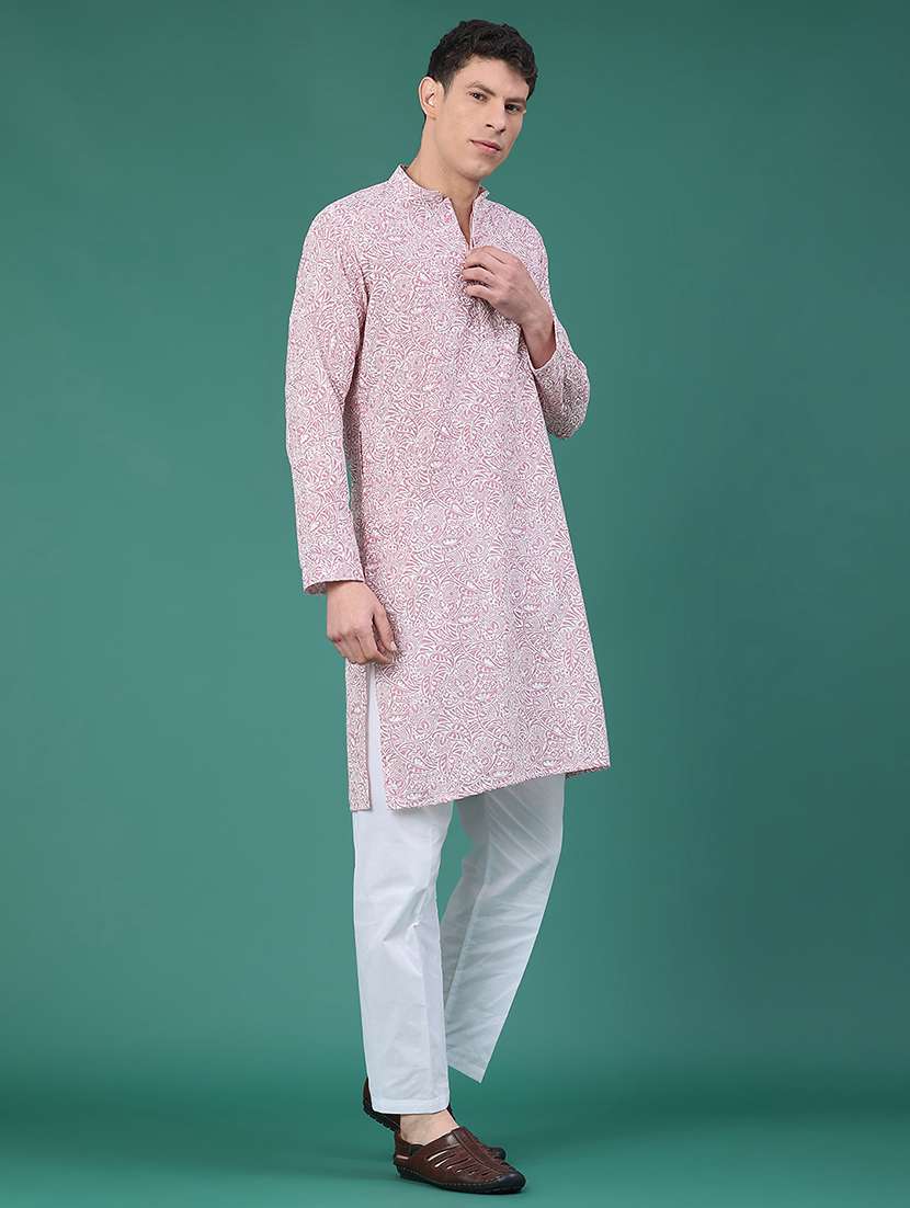 men printed long sleeve kurta set - 22175055 -  Standard Image - 1