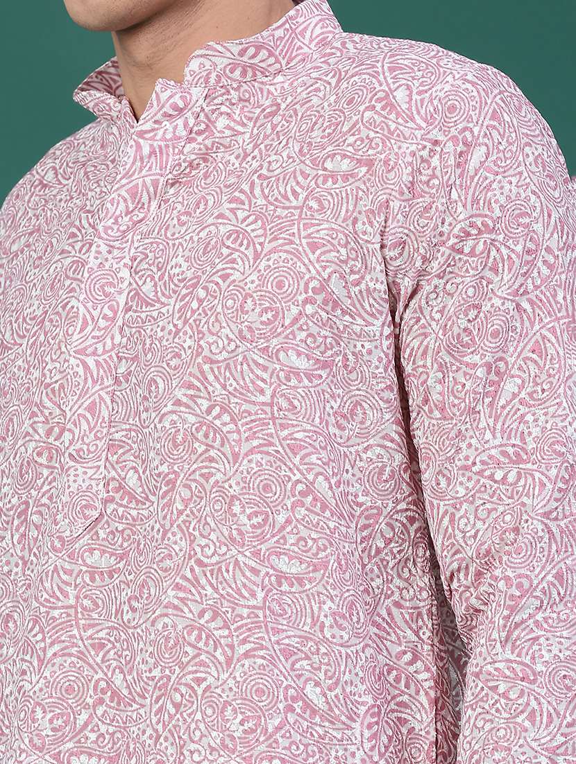 men printed long sleeve kurta set - 22175055 -  Standard Image - 4