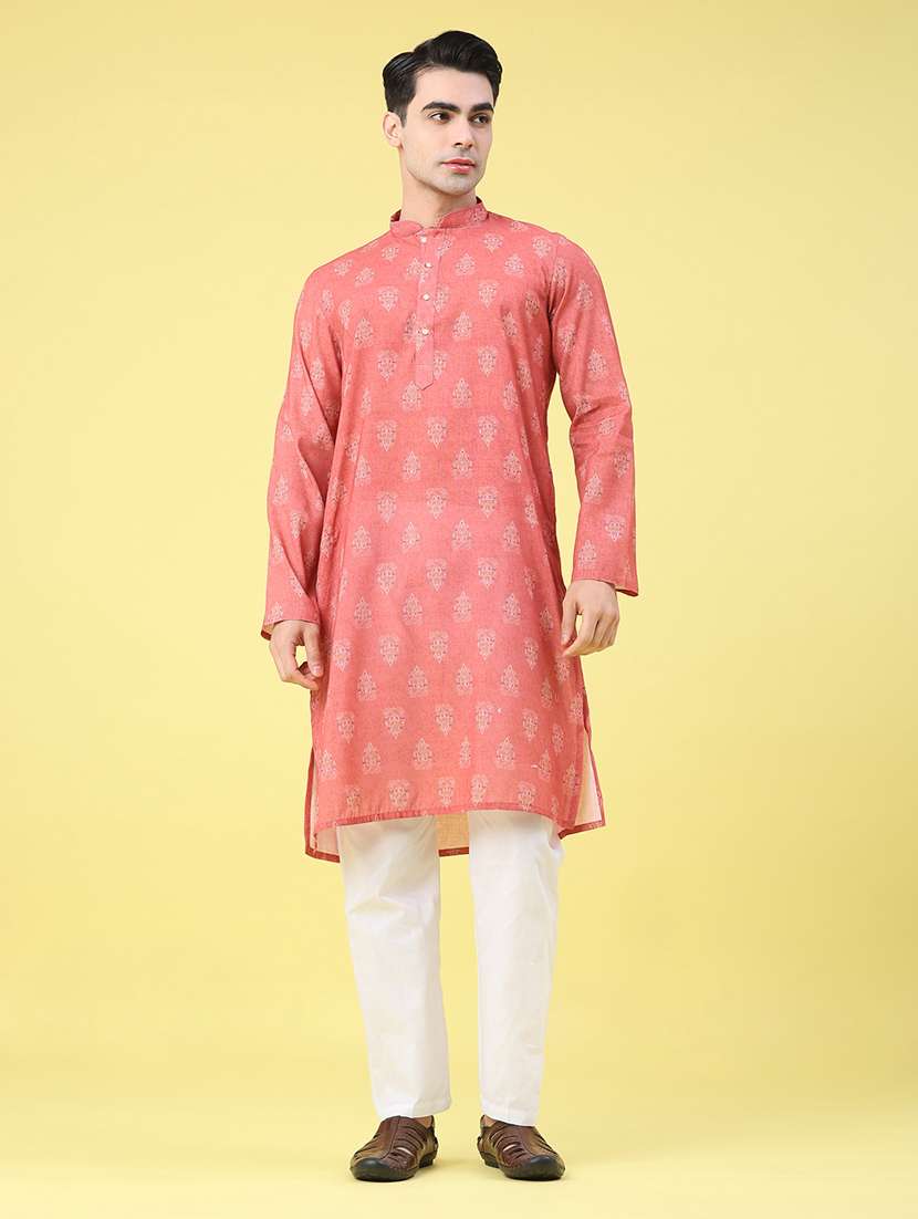 men printed long sleeve kurta set - 22175056 -  Standard Image - 1
